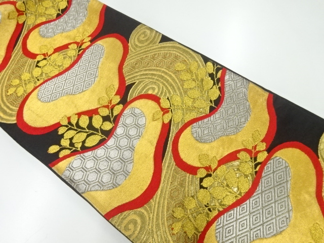 アンティーク　流水に桐模様織出し袋帯（材料）